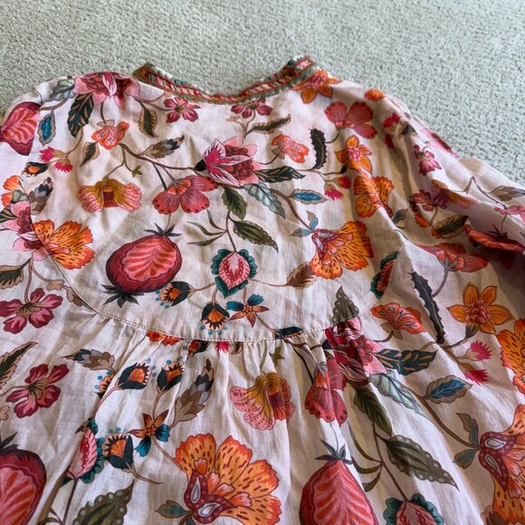 Johnny Was Blouse Tunic Boho Pink Paris Effortless Floral Aztec Embroidery SMALL - Picture 14 of 14